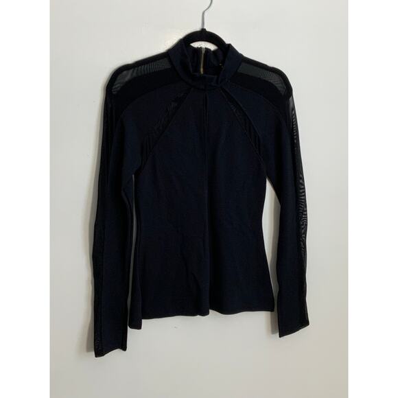 Free People Black Fitted Long Sleeve Sheer top size small‎ - Picture 1 of 6